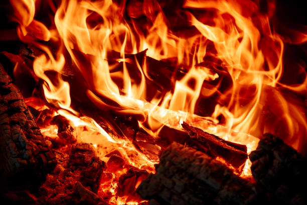 istock Flame of burning logs in the fireplace 1223657222