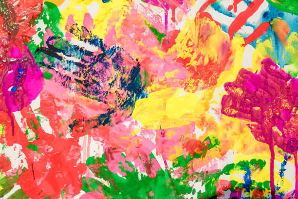 istock Colorful painted hand prints on white background 1223657504
