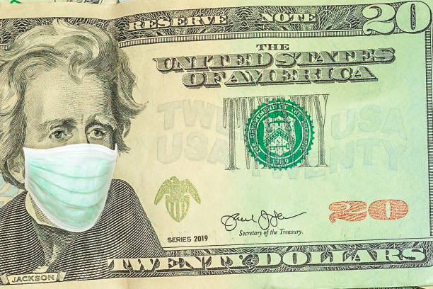 istock Surgical mask on American 20 dollars banknote 1223658600