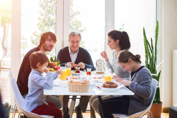istock Family having breakfast on quarantine days at home 1223660974