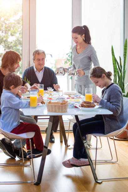 istock Family having breakfast on quarantine days at home 1223661558