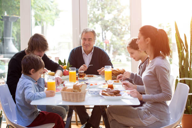 istock Family having breakfast on quarantine days at home 1223661625