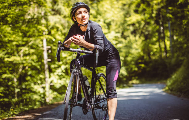 istock Woman Cycler Taking a Break, Relaxing 1223661633