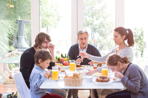 istock Family having breakfast on quarantine days at home 1223661808