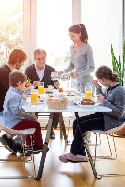 istock Family having breakfast on quarantine days at home 1223662014