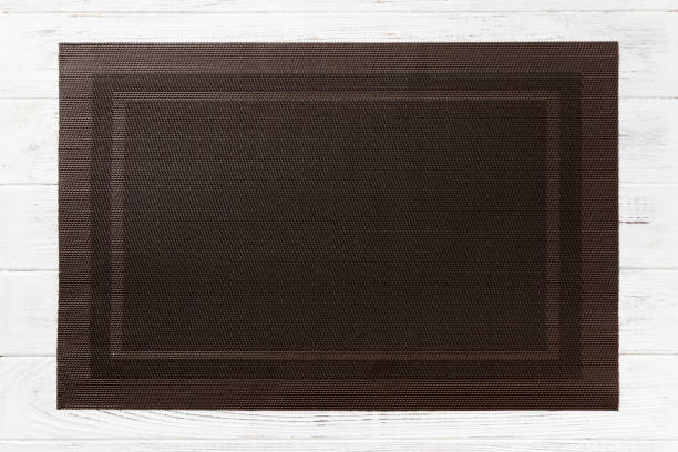 istock Top view of empty brown table napkin for dinner on wooden background with copy space 1223662166