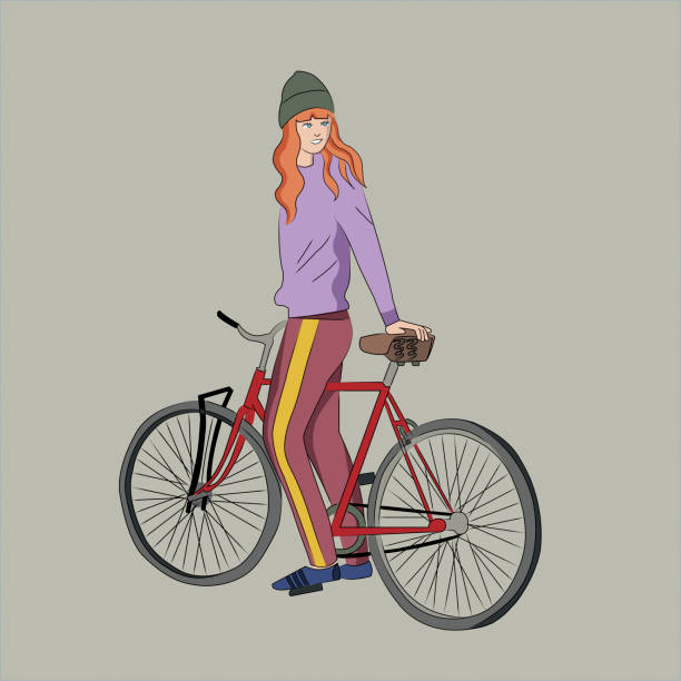 自行車年輕女孩的向量圖 - ryan in a 幅插畫檔、美工圖案、卡通及圖標