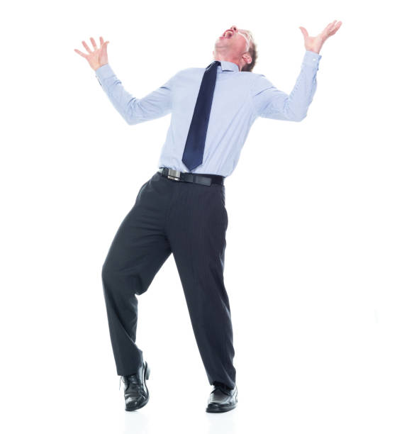 istock Caucasian male manager standing in front of white background 1223672882