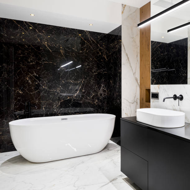 istock Luxury bathroom with big bathtub 1223674058