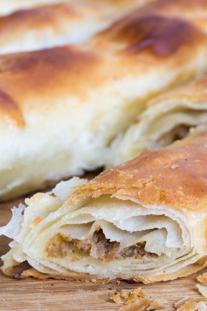 istock Closeup macro slice of burek with meat 1223675642