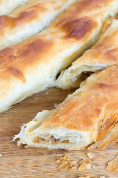 istock Closeup macro slice of burek with meat 1223675643