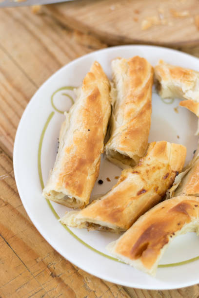 istock Sliced burek with meat on the plate 1223675727