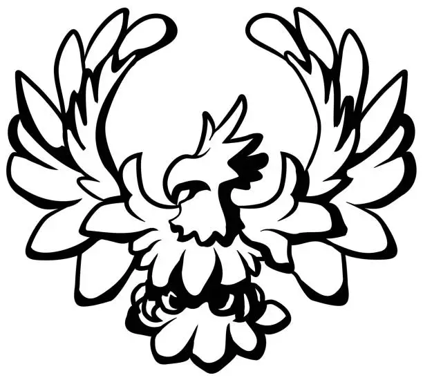 Vector illustration of Eagle Cartoon Emblem Line Drawing