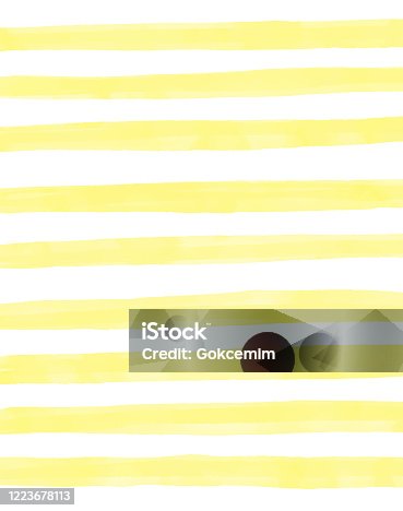 istock Yellow Watercolor Stripes Pattern Background. Coastal Summer Concept. Design Element for Greeting Cards and Labels, Marketing, Business Card Abstract Background. 1223678113