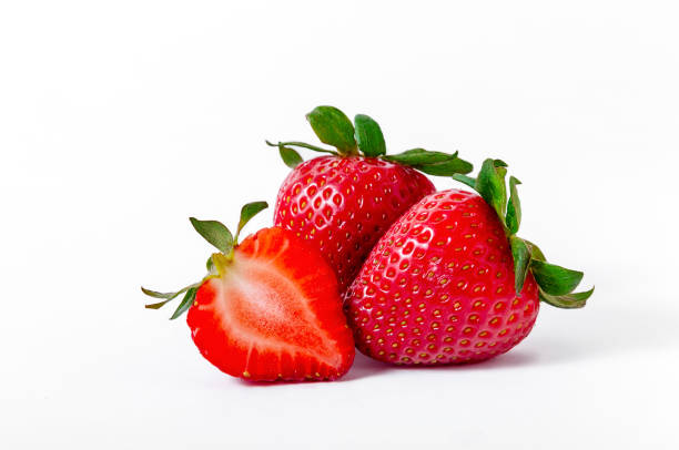 istock Fresh Ripe Strawberries Isolated on White Background 1223679676