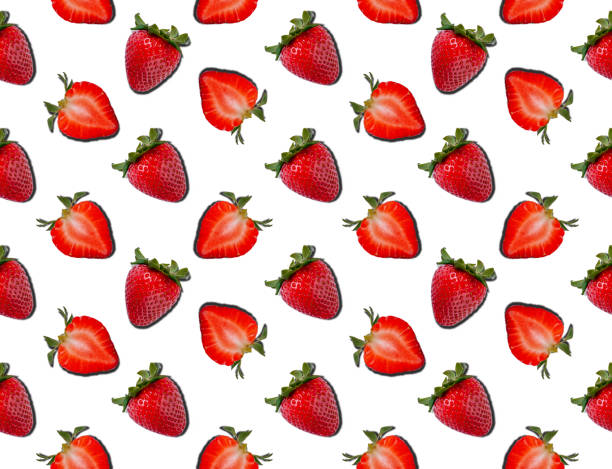 istock Seamless Pattern of Strawberry. Food concept. Summer minimalism. Flat lay 1223679687