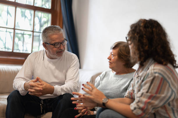 istock Family discussing in living room 1223682331