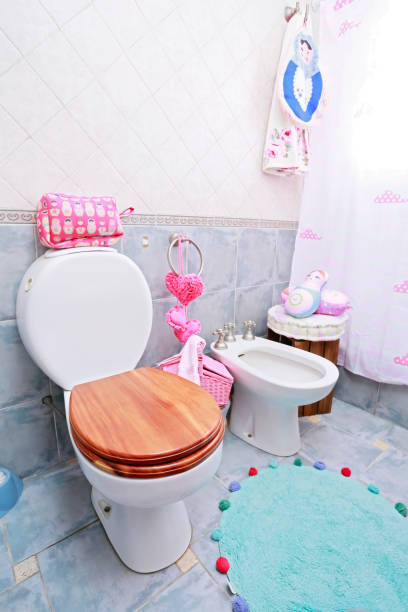 istock Kids pink and blue bathroom 1223683561