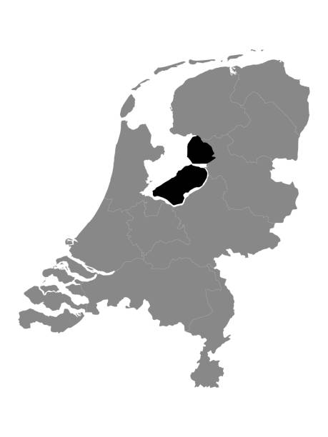 illustrazioni stock, clip art, cartoni animati e icone di tendenza di mappa della provincia del flevoland - polder