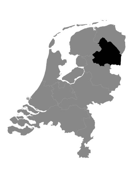illustrazioni stock, clip art, cartoni animati e icone di tendenza di mappa della posizione della provincia di drenthe - polder