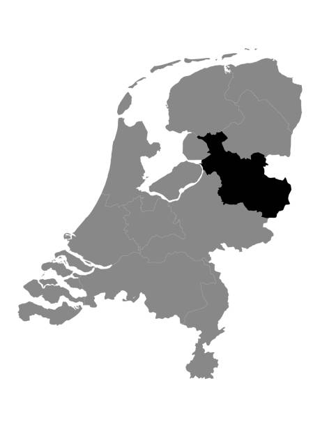 illustrazioni stock, clip art, cartoni animati e icone di tendenza di mappa della provincia di overijssel - polder