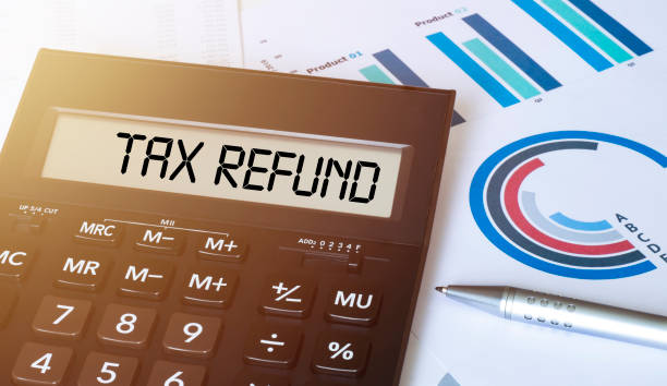 istock Word TAX REFUND on calculator. Finance concept 1223684935