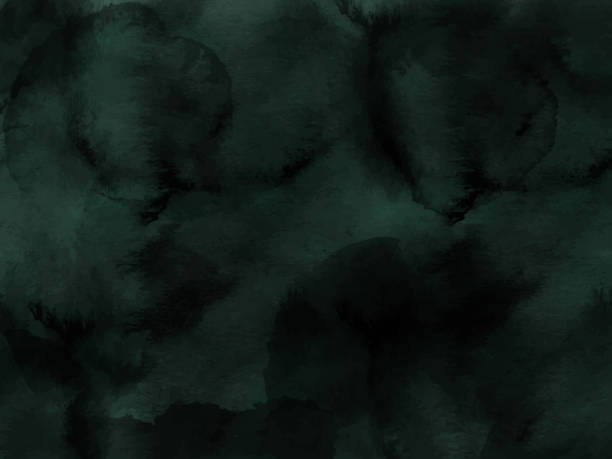 stockillustraties, clipart, cartoons en iconen met grens van tinten van zwarte smaragdgroene verf die druppeltjes bespat. aquarel lijnen ontwerp element. smaragdgroene gekleurde hand geschilderde abstracte textuur. - watercolour brush strokes green background