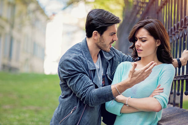 istock Young couple is arguing on the street 1223688340