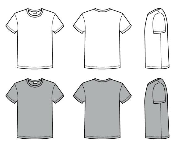 템플릿용 남성 용 티셔츠. 디자인에 대 한 흰색에 고립 된 남성 플랫 스타일 일러스트를 위한 벡터 패션 캐주얼 옷 벡터 아트 일러스트