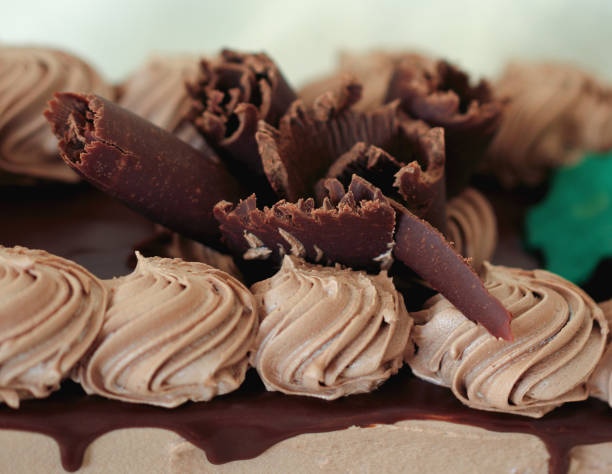 istock New Year's treat.Cake decorated with brown cream 1223689897