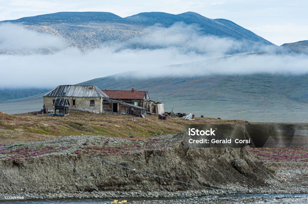 Village at Doubtful Sound on Wrangel Island. Arctic Ocean. Wrangel Island Stock Photo