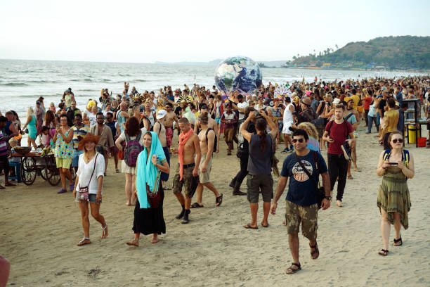 People take part at annual beach carnival in Arambol. The annual beach carnival in Arambol. Goa, India. Arambol, India - February 08th, 2018: Unidentified people take part at annual beach carnival in Arambol, Goa, India. Arambol carnival is an annual event for which tourists wait.
Freak parade in Arambol. beach goa party stock pictures, royalty-free photos & images