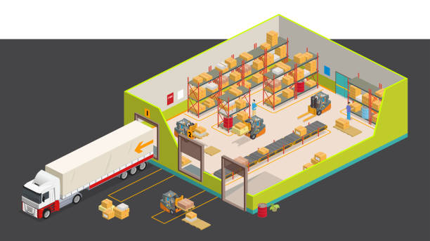 isometric warehouse isometric warehouse packaging illustrations stock illustrations