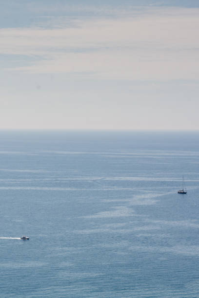 istock Beautiful blue seascape with boats 1223695939