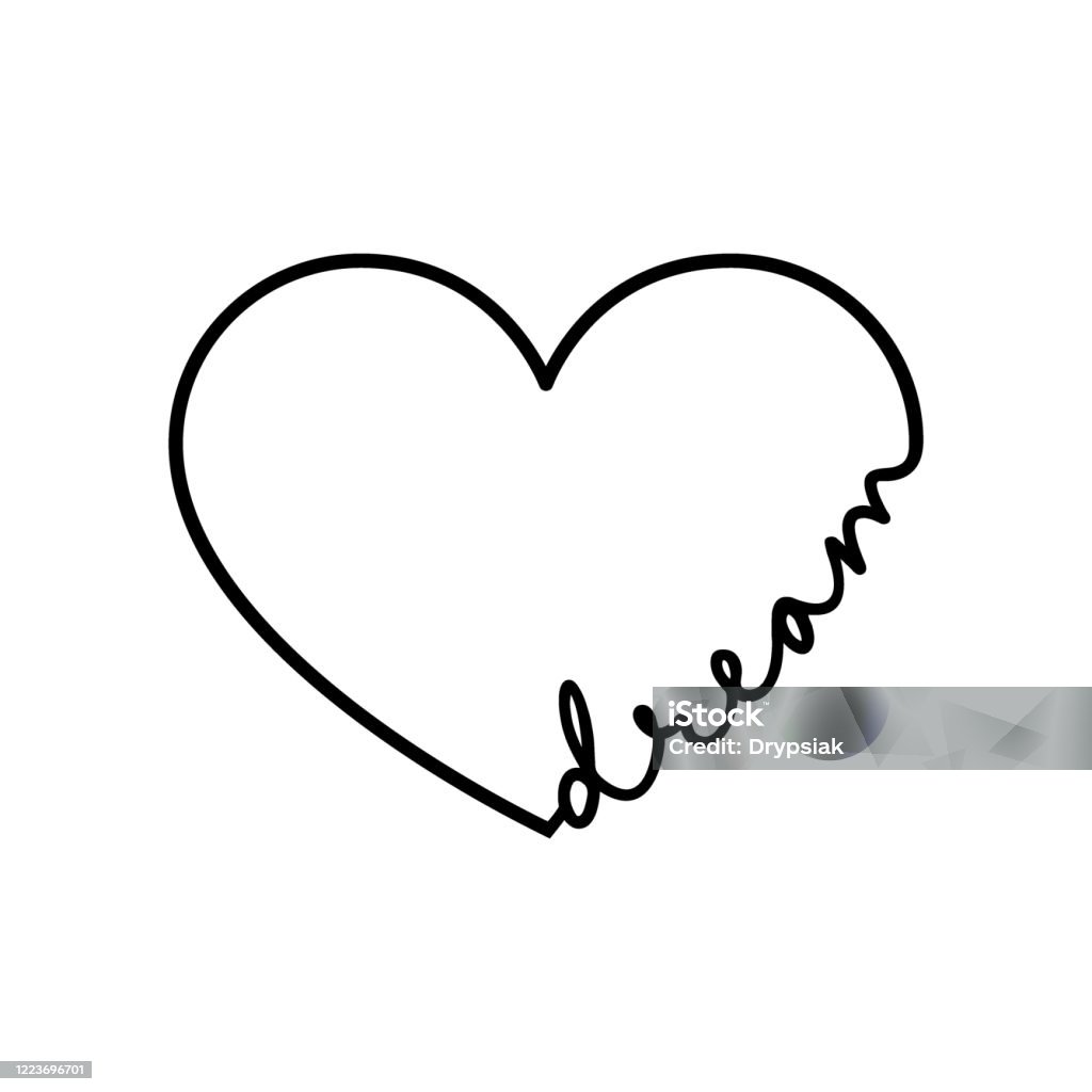 Giấc Mơ Từ Thư Pháp Với Trái Tim Vẽ Tay Hình Minh Họa Biểu Tượng ...