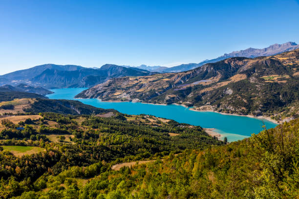 Landscape in Alps Beautiful landscape around the Lake Serre-Poncon located in The French Alps hautes alpes photos stock pictures, royalty-free photos & images