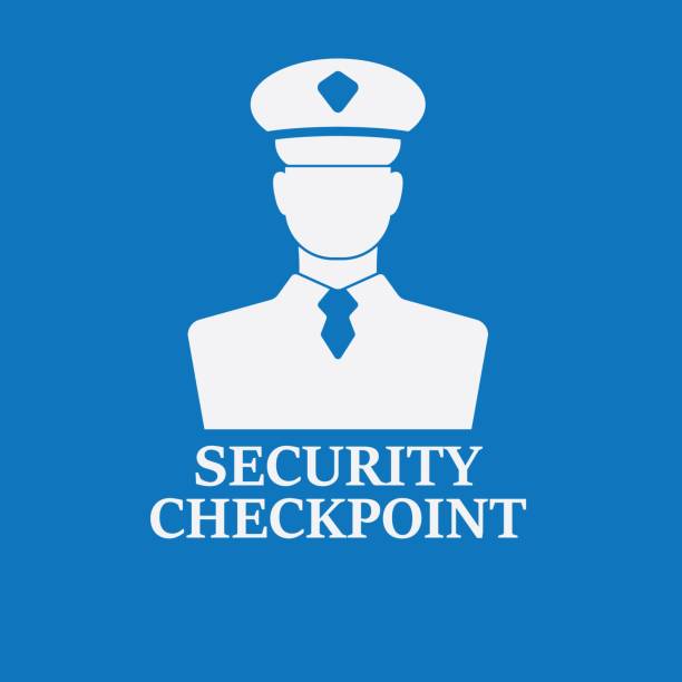 Security checkpoint vector icon. ID control symbol. Passport check. Security checkpoint vector icon. ID control symbol. Passport check. immigrants crossing sign stock illustrations