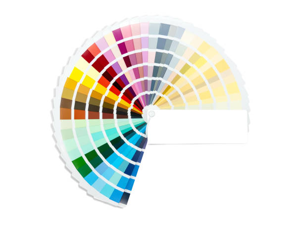 istock Color card palette, samples for colour definition. Guide of paint samples, colored catalog. Photo close up. 1223702972