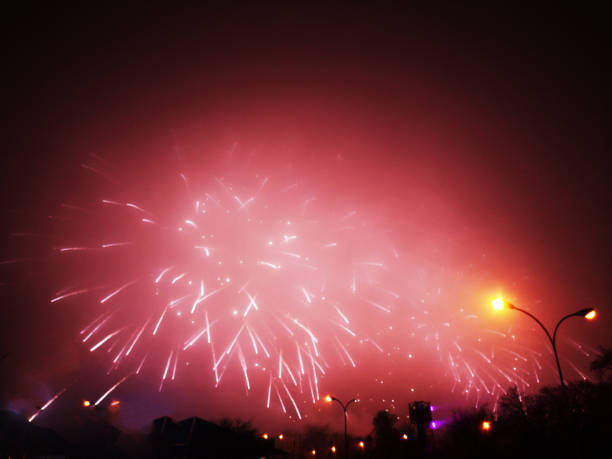 istock New year firework in big fog 1223704105