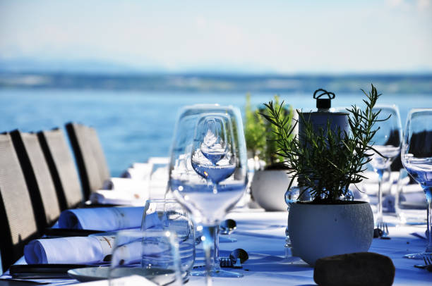 istock A full prepared table beside the lake close-up 1223705356