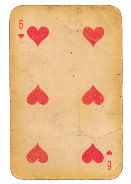 istock Six of Hearts old grunge soviet style playing card 1223708456