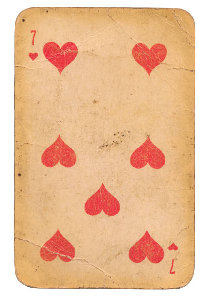 Seven of Hearts old grunge soviet style playing card
