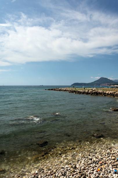 istock Rocky beach on the blue sea 1223710027