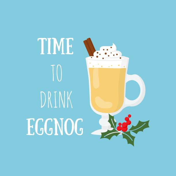 Template Clear 12 artboards Eggnog. Winter, holidays, Christmas, New Year. Greetings Card. Colored Vector Illustration EPS. Isolated Background. christmas eggnog stock illustrations