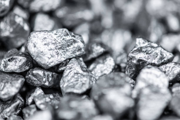 istock Heap of silver nuggets as background or texture 1223725552
