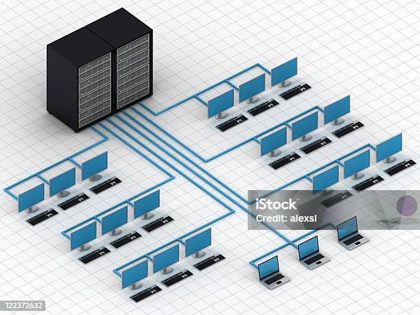 Netzwerkisometric Stockfoto und mehr Bilder von Computer - Computer, Daten, Diagramm