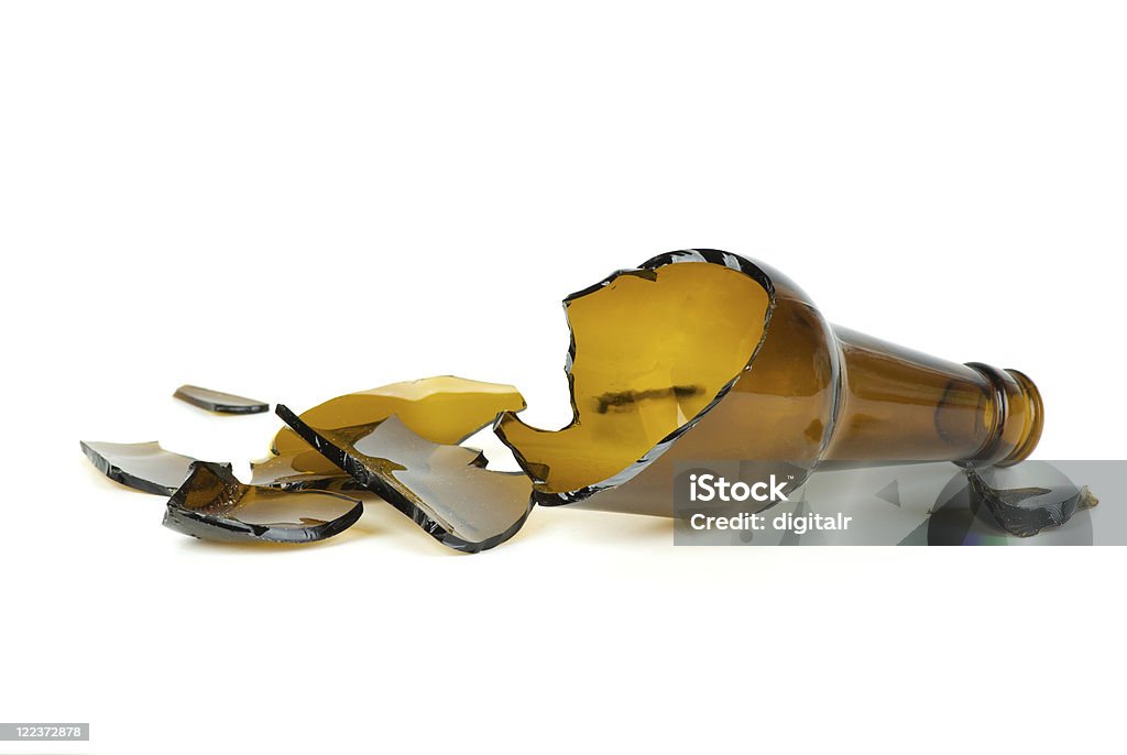 Shattered brown beer bottle  Broken Stock Photo