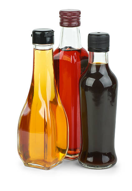 istock Bottles with apple & red wine vinegar and soy sauce 122373071