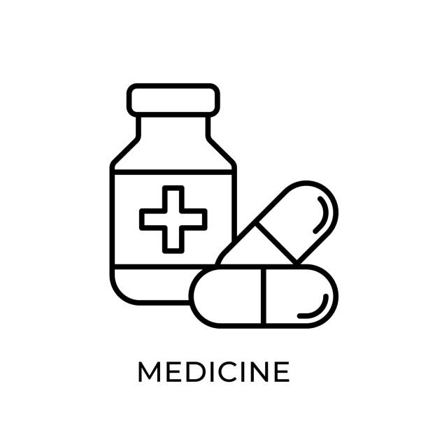 薬のアイコンベクトルイラスト。薬ベクトルイラストテンプレート。白い背景に隔離された医学のアイコンの設計。ウェブサイト、ロゴ、記号、シンボル、アプリ、uiのための医学ベクトル� - 医療関連点のイラスト素材／クリップアート素材／マンガ素材／アイコン素材