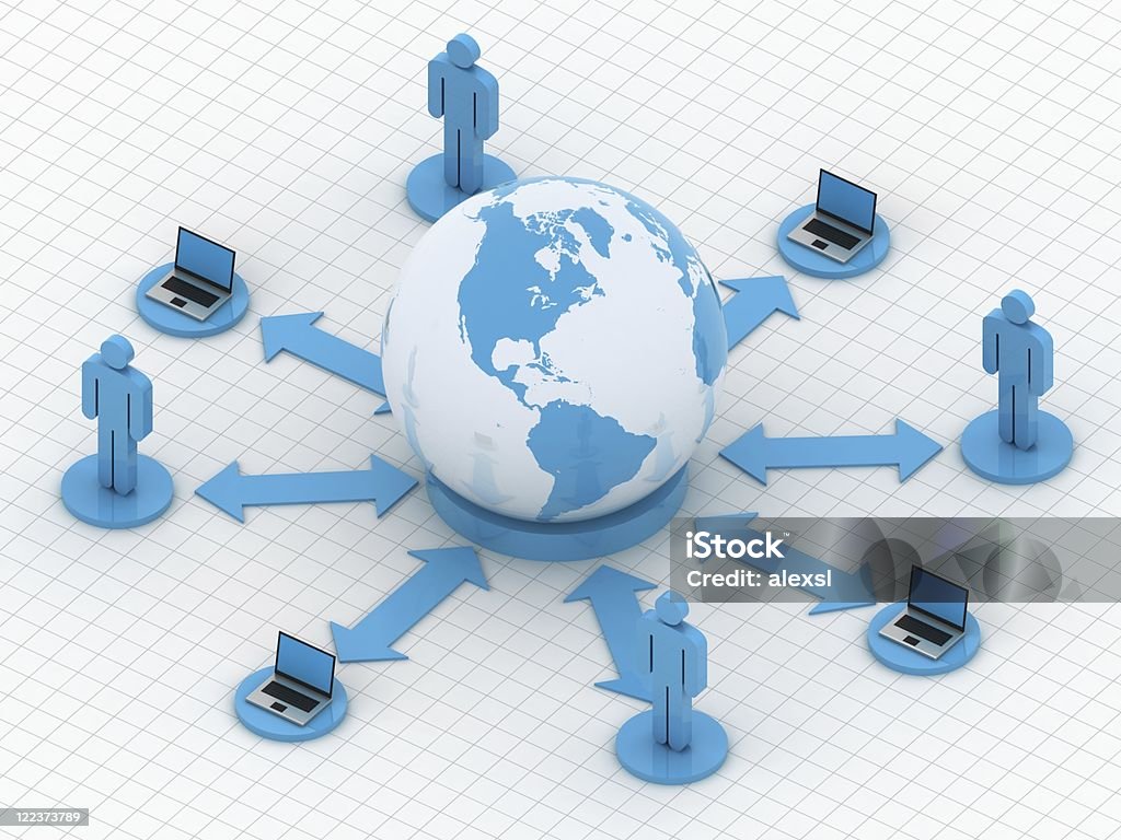네트워크 제품의 등각투영 - 로열티 프리 IT 지원 스톡 사진